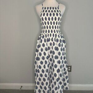 J. Crew - Friday Dress in Gathered Floral Block Print - Blue and White - XXS